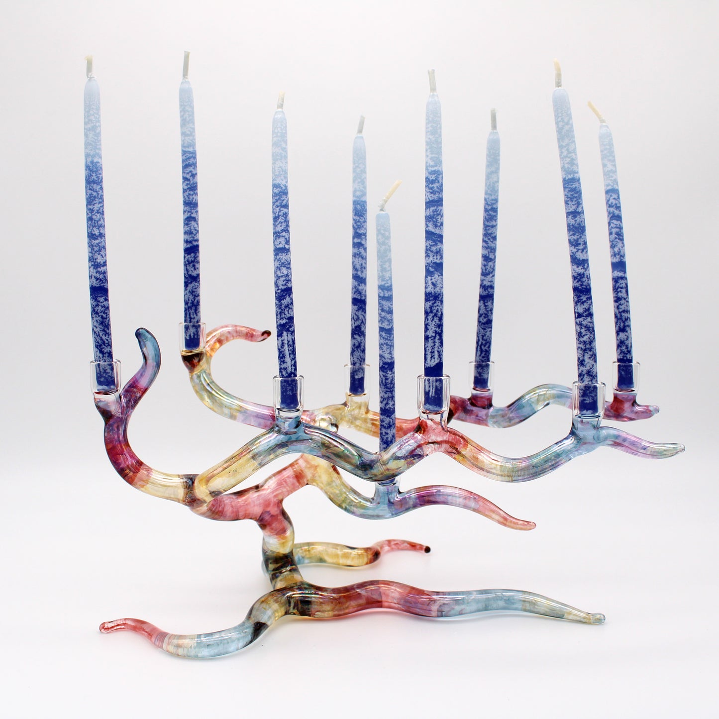 Windswept Colorful Tree of Life Glass Menorah - Chrysler Museum Shop