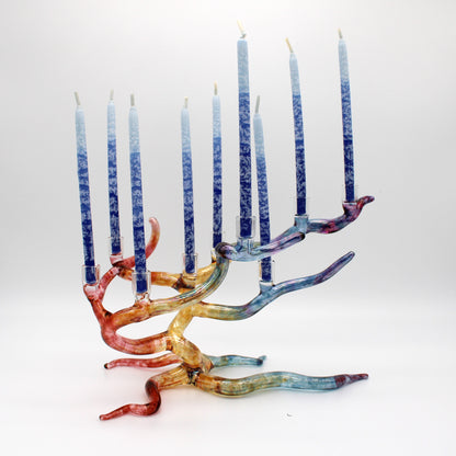 Windswept Spectrum Tree of Life Glass Menorah - Chrysler Museum Shop