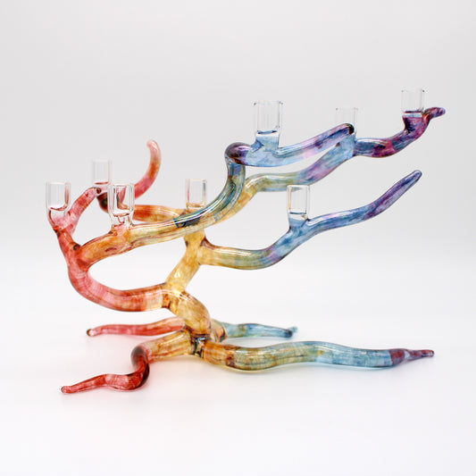 Windswept Spectrum Tree of Life Glass Menorah - Chrysler Museum Shop