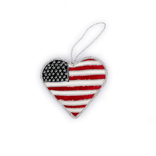 USA Flag Heart Ornament