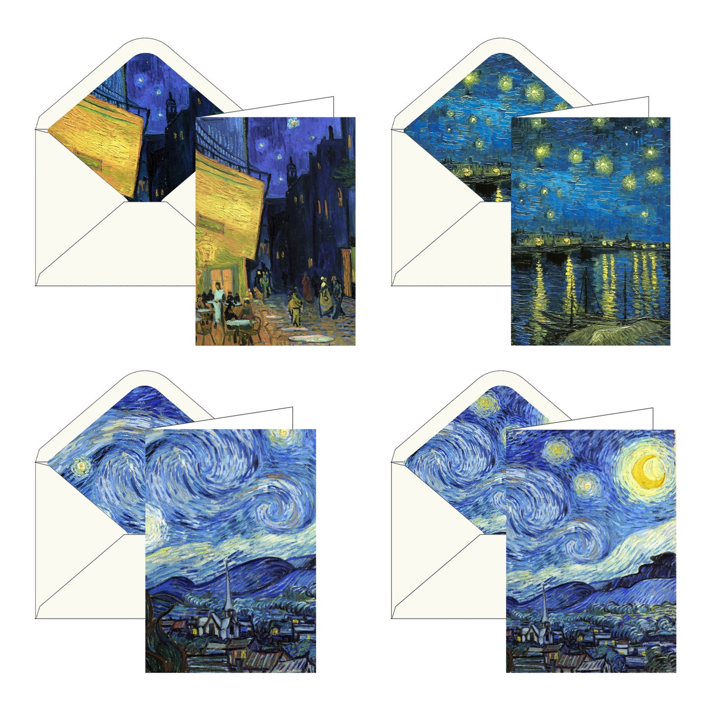 Tarjetas de notas en caja: Vincent van Gogh de noche
