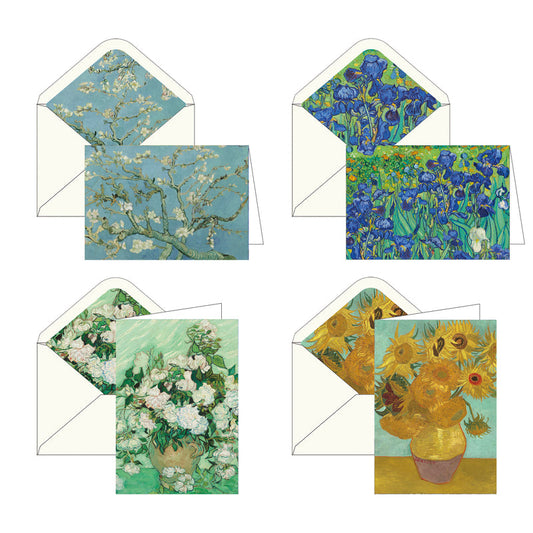 Tarjetas de notas en caja: Flores de Vincent van Gogh