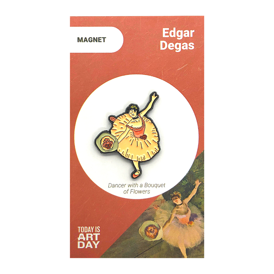 Emaille-Magnet: Degas' Tänzer mit Blumenstrauß