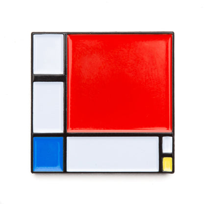 Imán esmaltado: Composición II de Mondrian en rojo, azul y amarillo