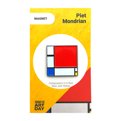 Enamel Magnet: Mondrian's Composition II in Red, Blue, and Yellow