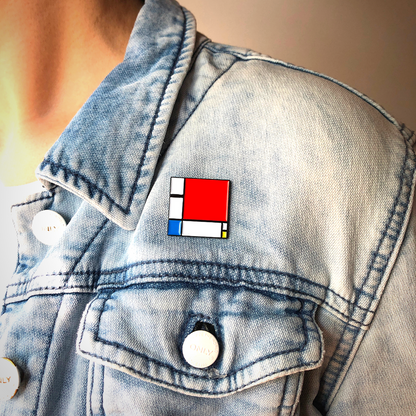 Emaille-Pin: Mondrians Komposition II in Rot, Blau und Gelb