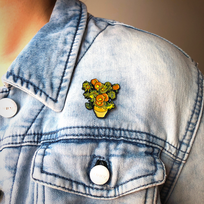 Emaille-Pin: Van Goghs Sonnenblumen