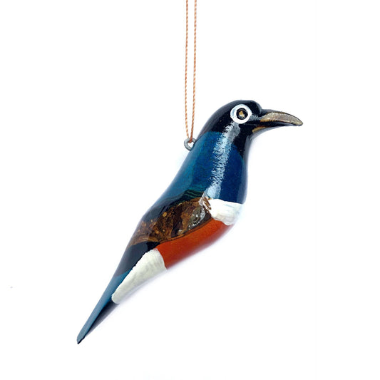 Carved Wooden Starling Ornament