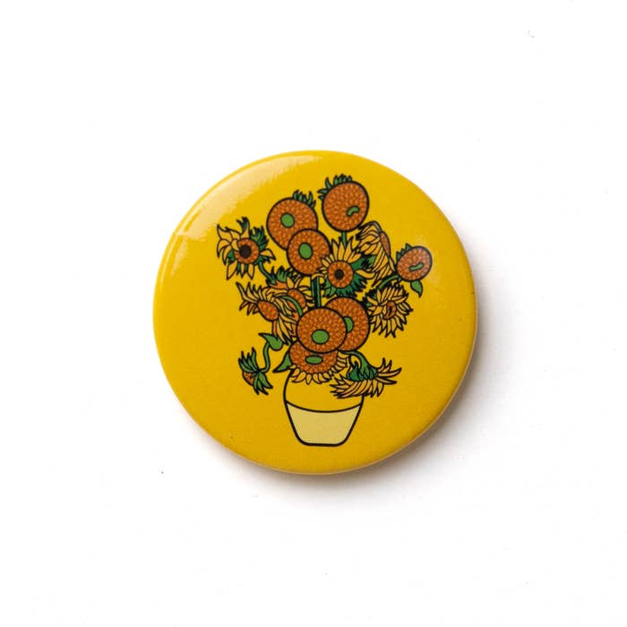 Botón de arte: "Girasoles" de van Gogh