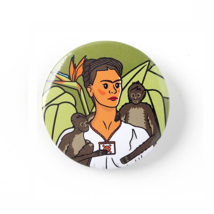 Botón de arte: "Autorretrato con monos" de Kahlo