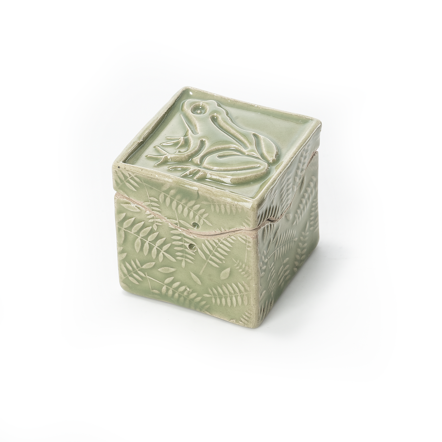 Handmade Ceramic Itty Bitty Box: Leopard Frog