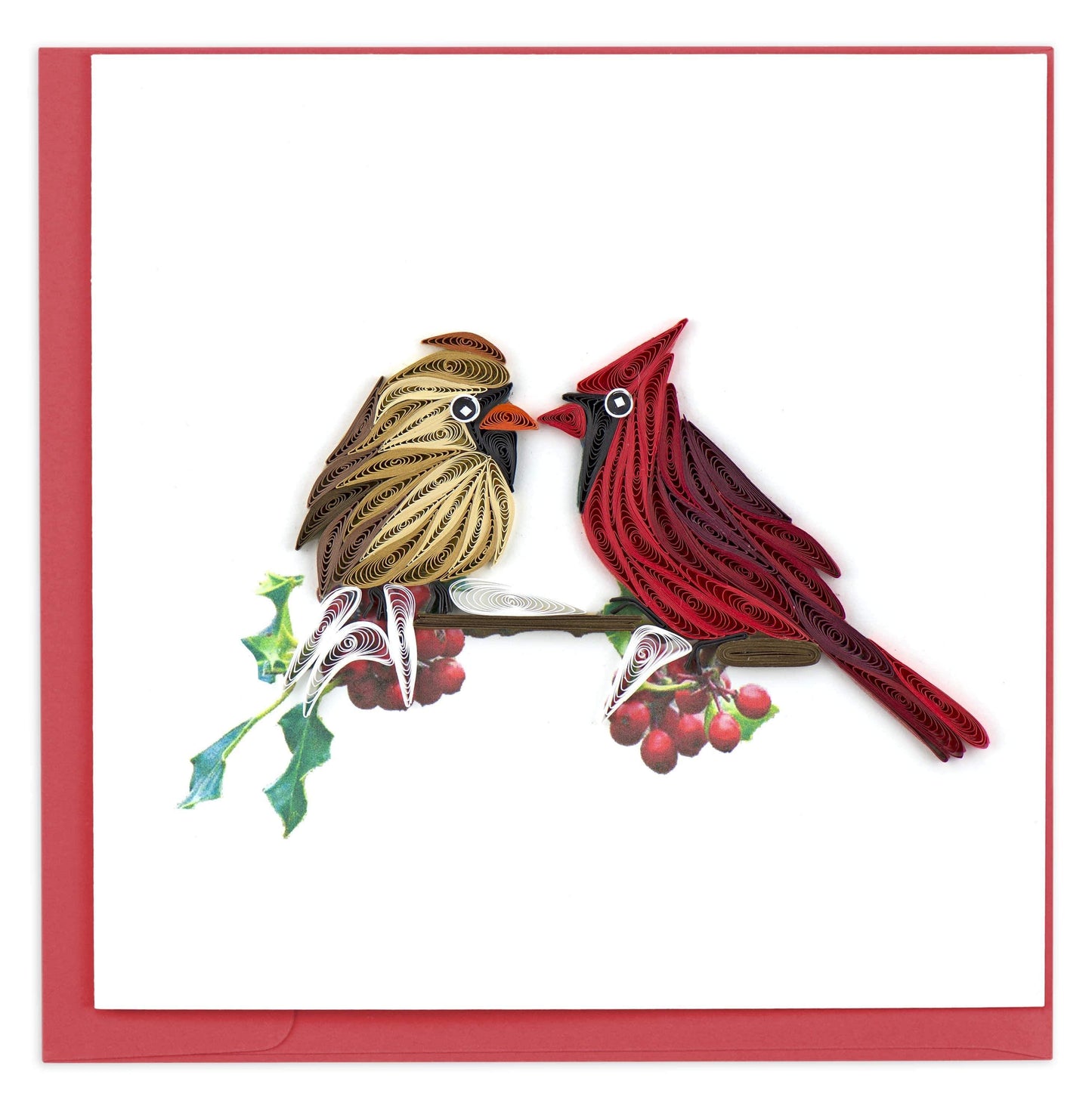 Quilled Two Cardinals Blank Card