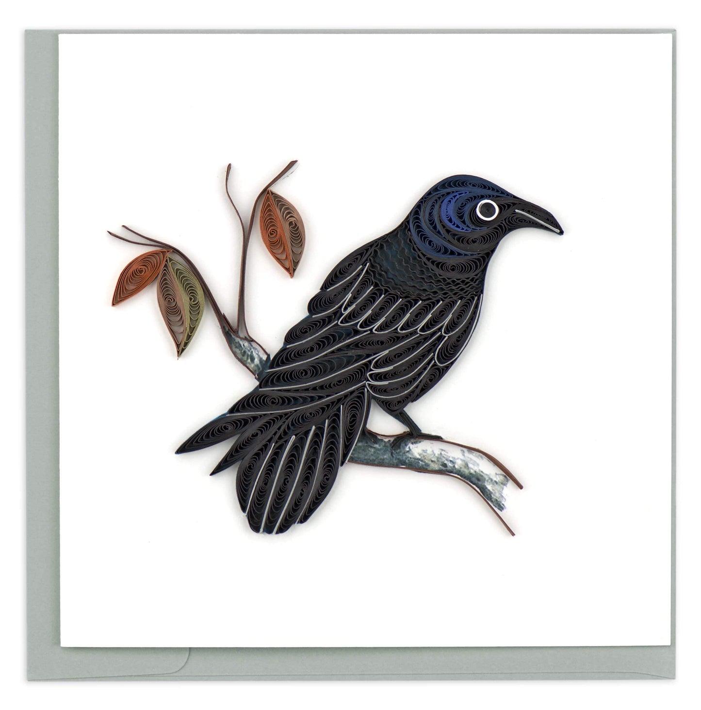 Quilled Black Raven Blank Card