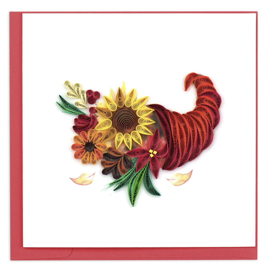 Quilled Floral Cornucopia Blank Card