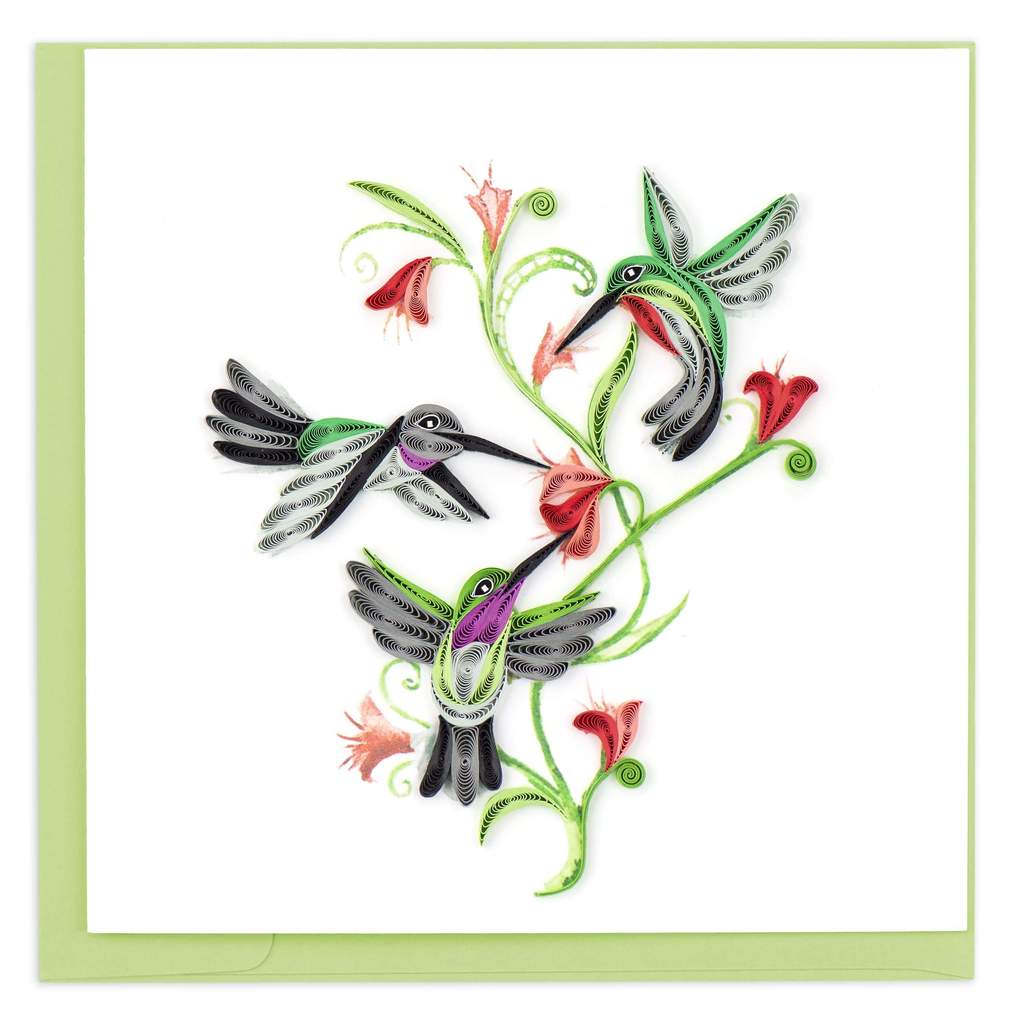 Trío de colibríes Quilled Tarjetas de felicitación