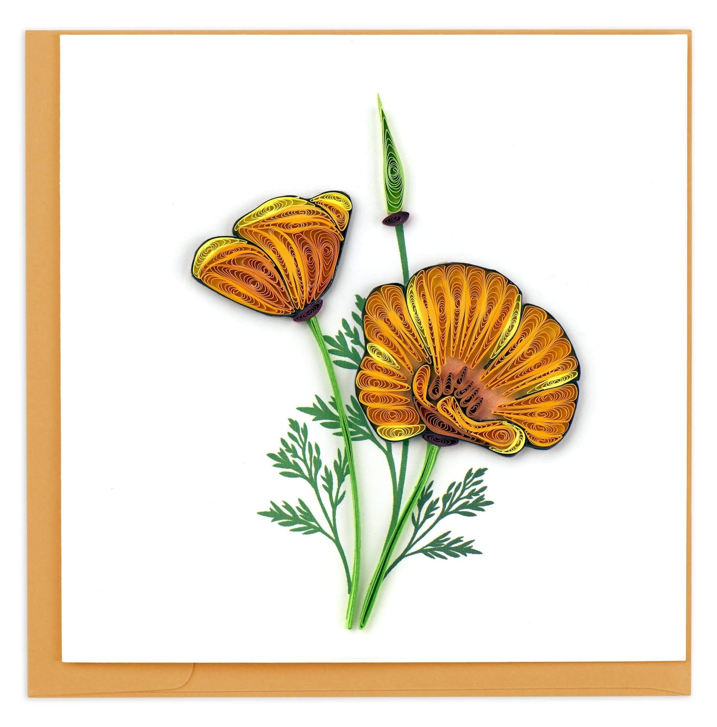 Quilled Yellow Poppies Blank Card