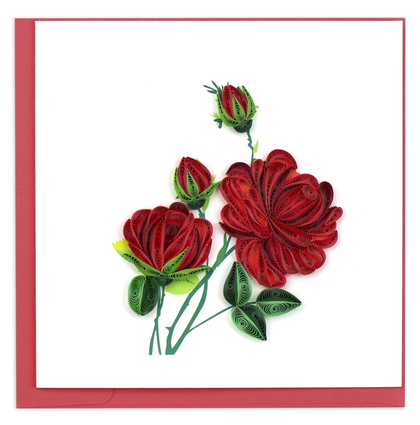 Quilled Red Roses Blank Card