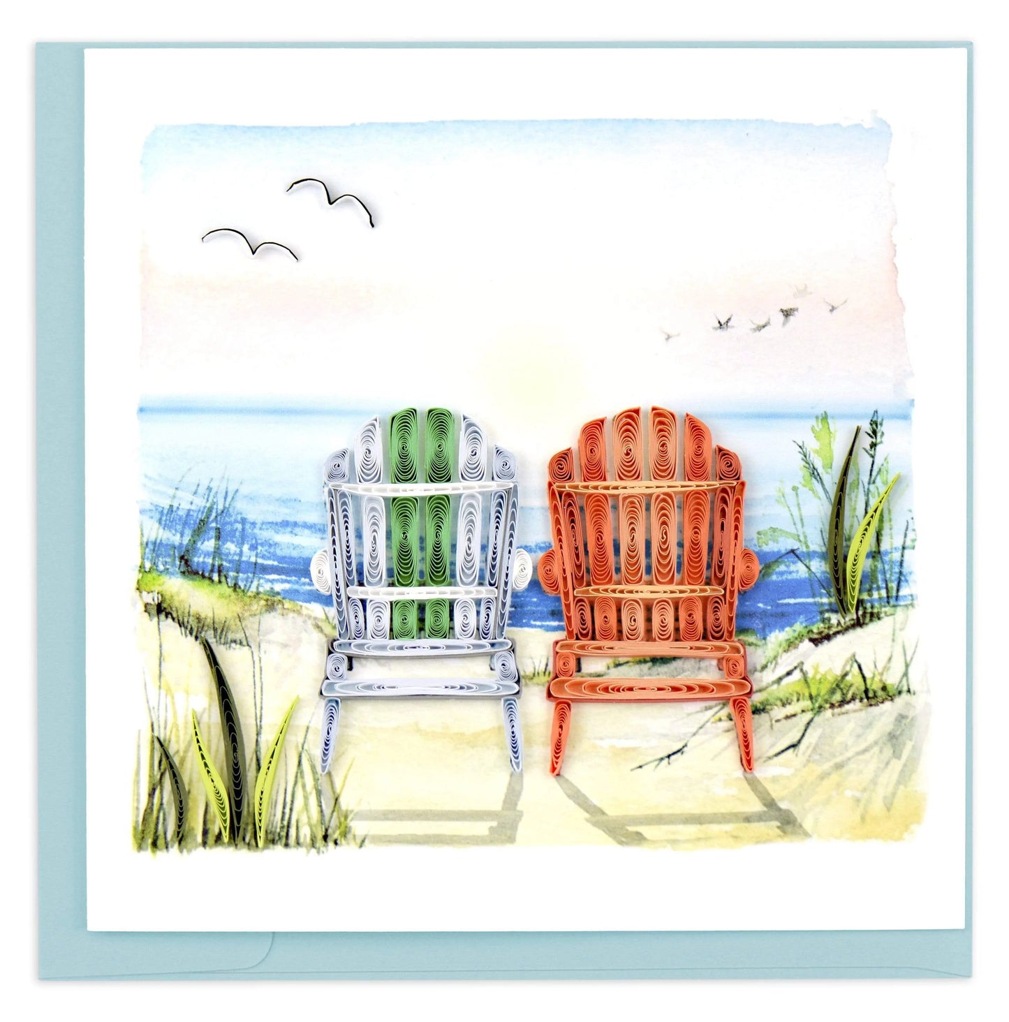 Quilled Adirondack Beach Chairs Blank Card