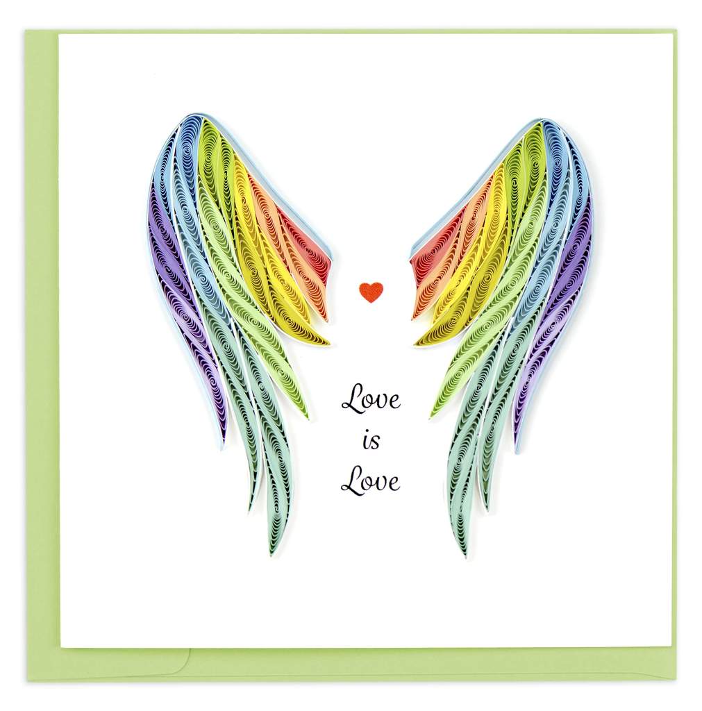 Quilled "Love is Love" Wings Greeting Card