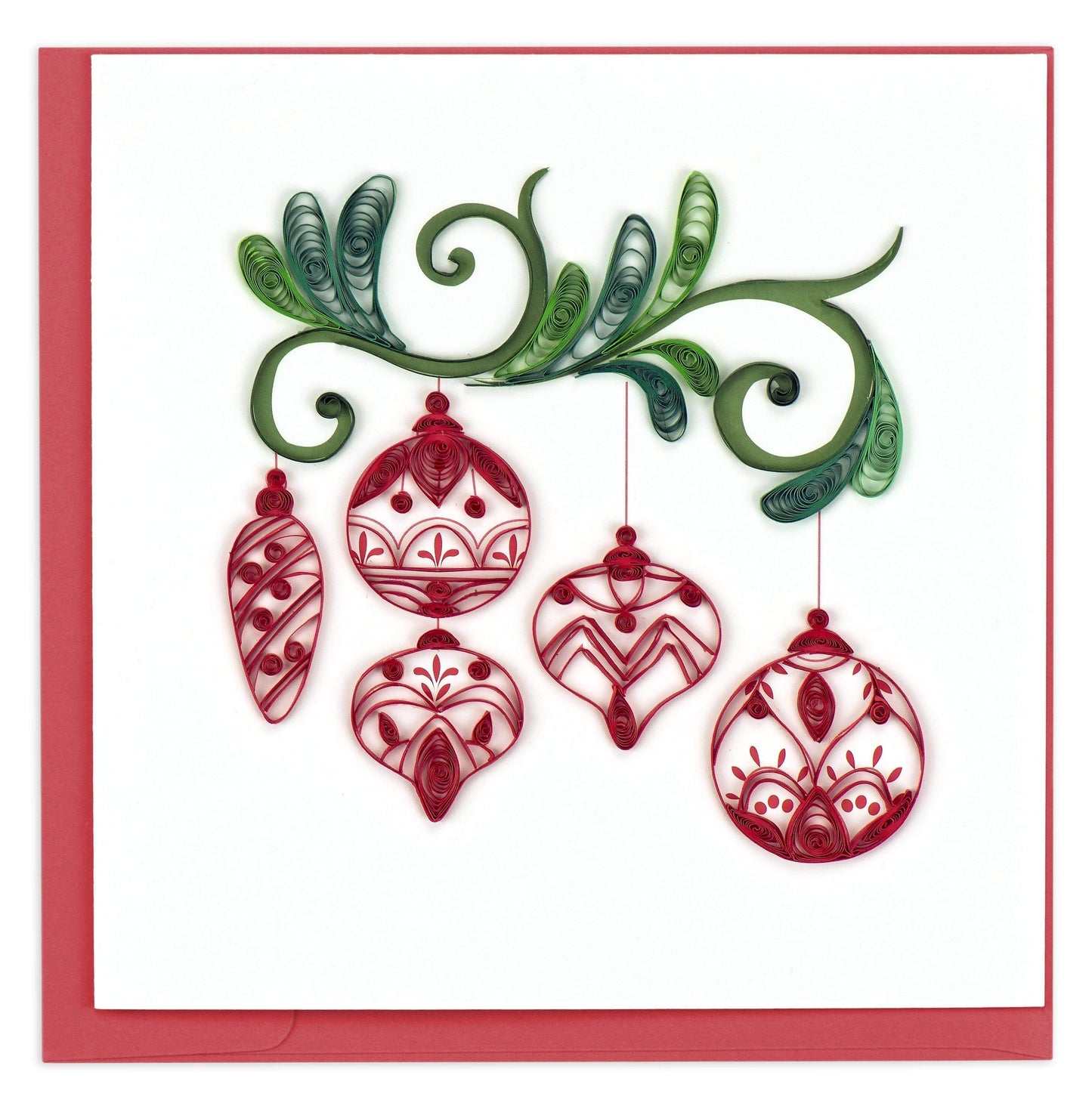 Quilled Red Ornaments Blank Card