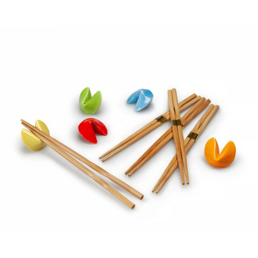 Essstäbchen aus Bambus mit Glückskeksablagen / 5er-Set
