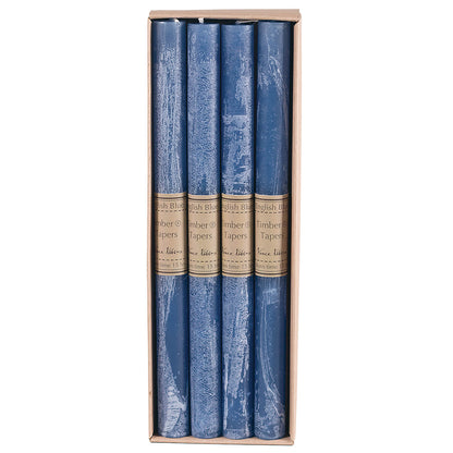 Velas cónicas de madera azul inglés