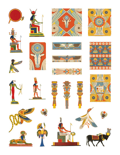 Libro de pegatinas de diseños y deidades egipcias 