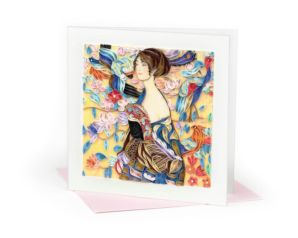 Quilled "Lady With A Fan" Note Card