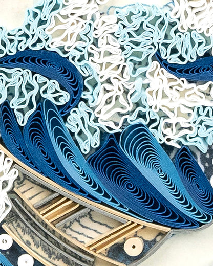 Quilling-Karte der Artist Series: „Die große Welle vor Kanagawa“ von Hokusai