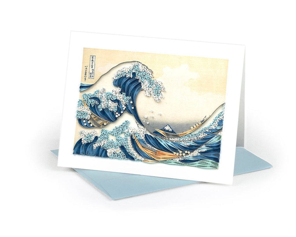 Gequillte Notizkarte "Die große Welle vor Kanagawa".