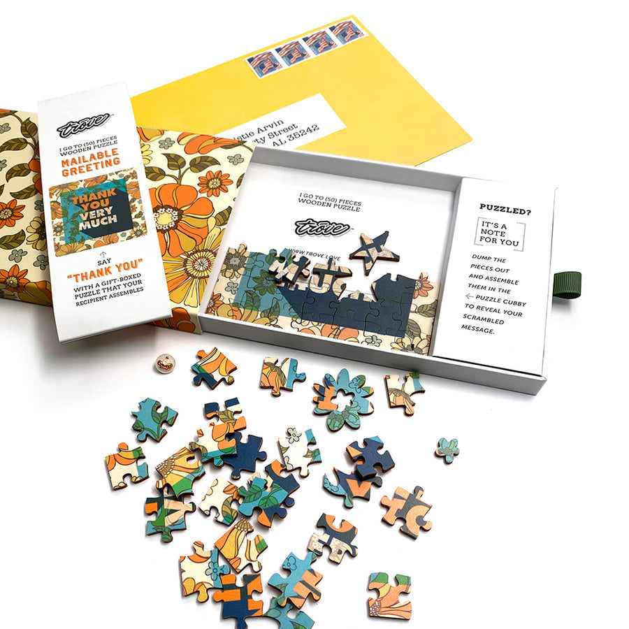Mailable Greeting Card Wooden Puzzle : Thank You - Chrysler Museum Shop